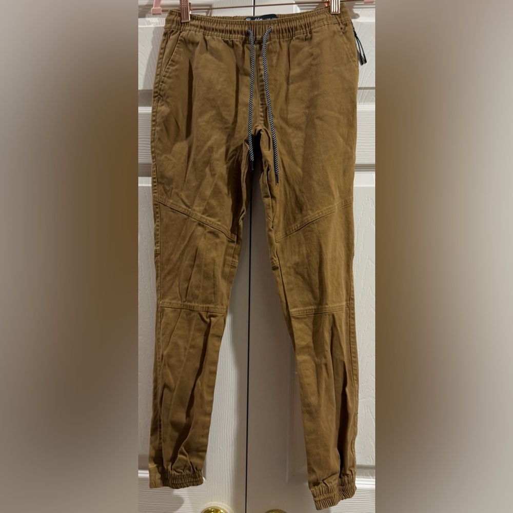 Brooklyn Cloth Jogger Khaki Pants Mens Sz Small Tan Stretch Drawstring Chino